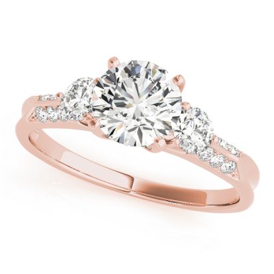 Jacqueline Diamond 3-Stone Tulip Engagement Ring
 (18k Rose Gold)