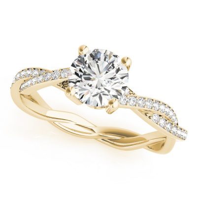 Fiona Ultra-Luxe Diamond Solitaire Pave Braided Engagement Ring (18k Yellow Gold)