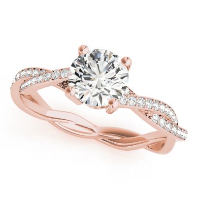 Fiona Ultra-Luxe Diamond Solitaire Pave Braided Engagement Ring (18k Rose Gold)