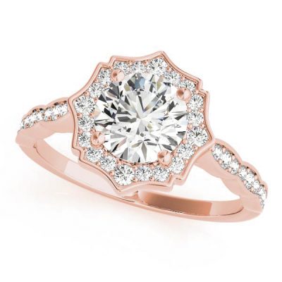 Angelica Art Deco Style Diamond Engagement Ring
 (18k Rose Gold)