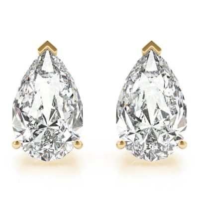 14k Yellow Gold 3-Pr 2 Wire Pear Diamond Earrings