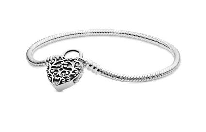 Pandora Moments Regal Heart Padlock Clasp Snake Chain Bracelet SIZE 17 –  Busy Bee Jewelry