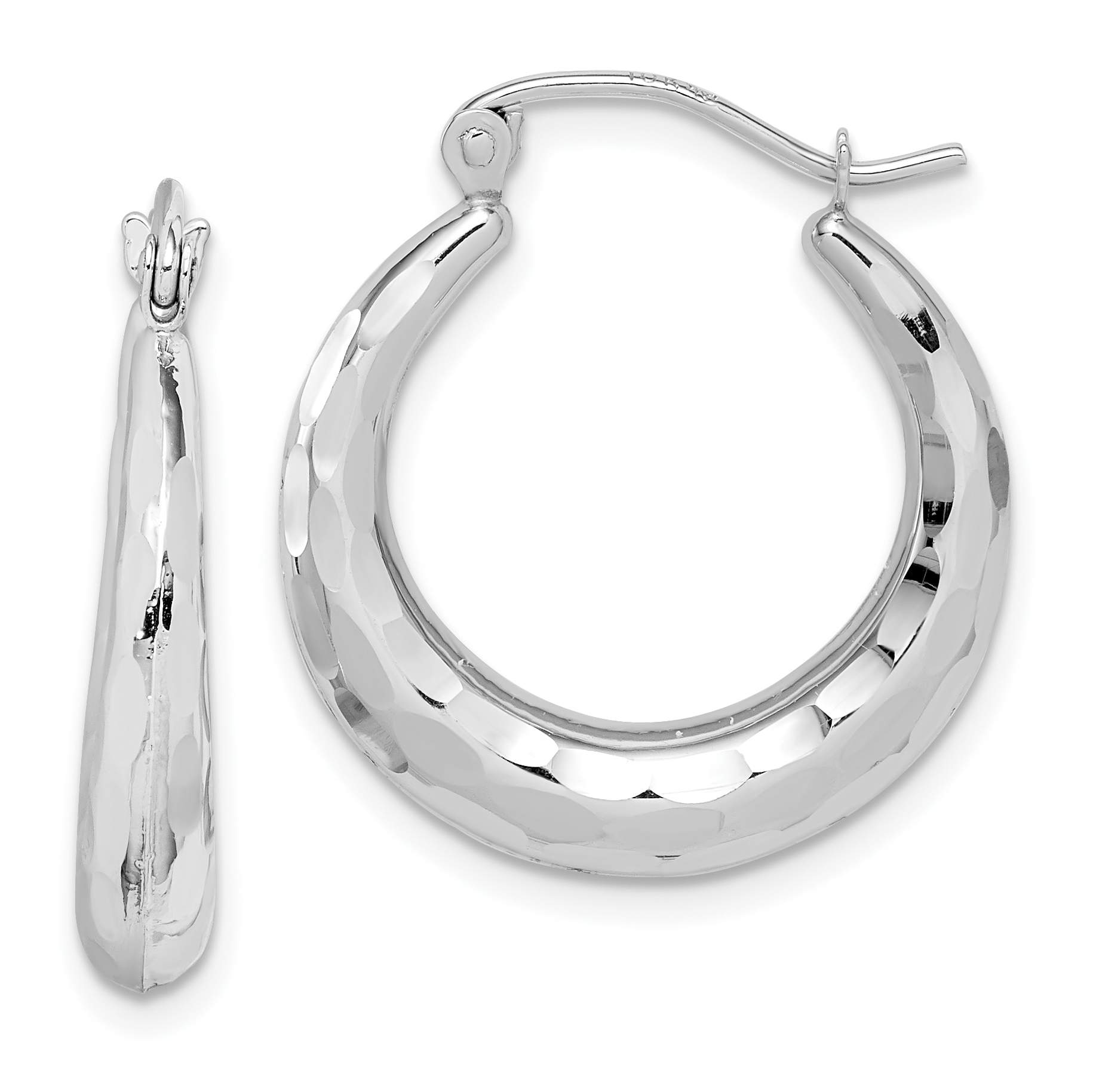 10k White Gold Polished & D/C Hoop Earrings – Busy Bee Jewelry