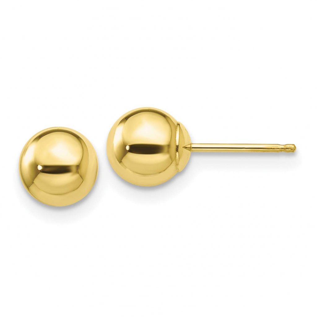 6mm Gold-Filled Earring Post Ball w/ Ring