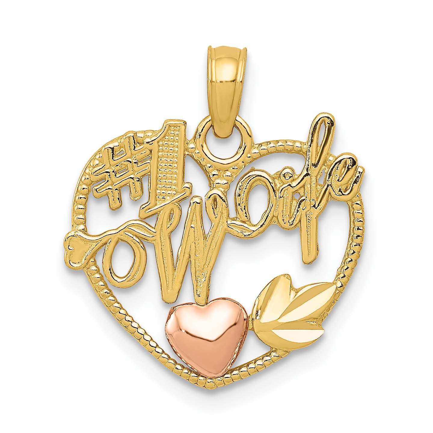 14k Two-tone #1 Wife in Heart with Heart Pendant – Busy Bee Jewelry