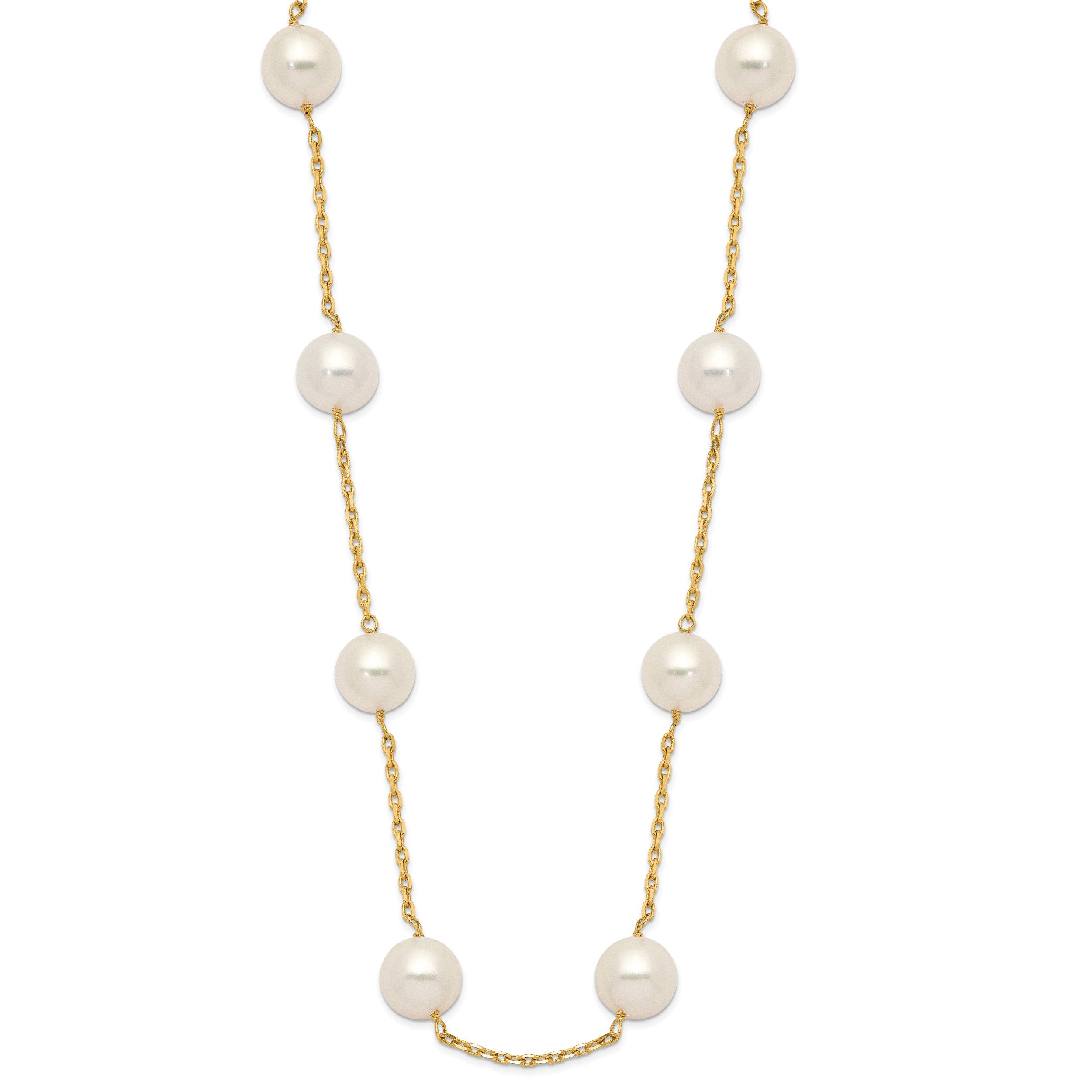 14K 8-9mm Whtie Round Freshwater Cultured Pearl 14-station