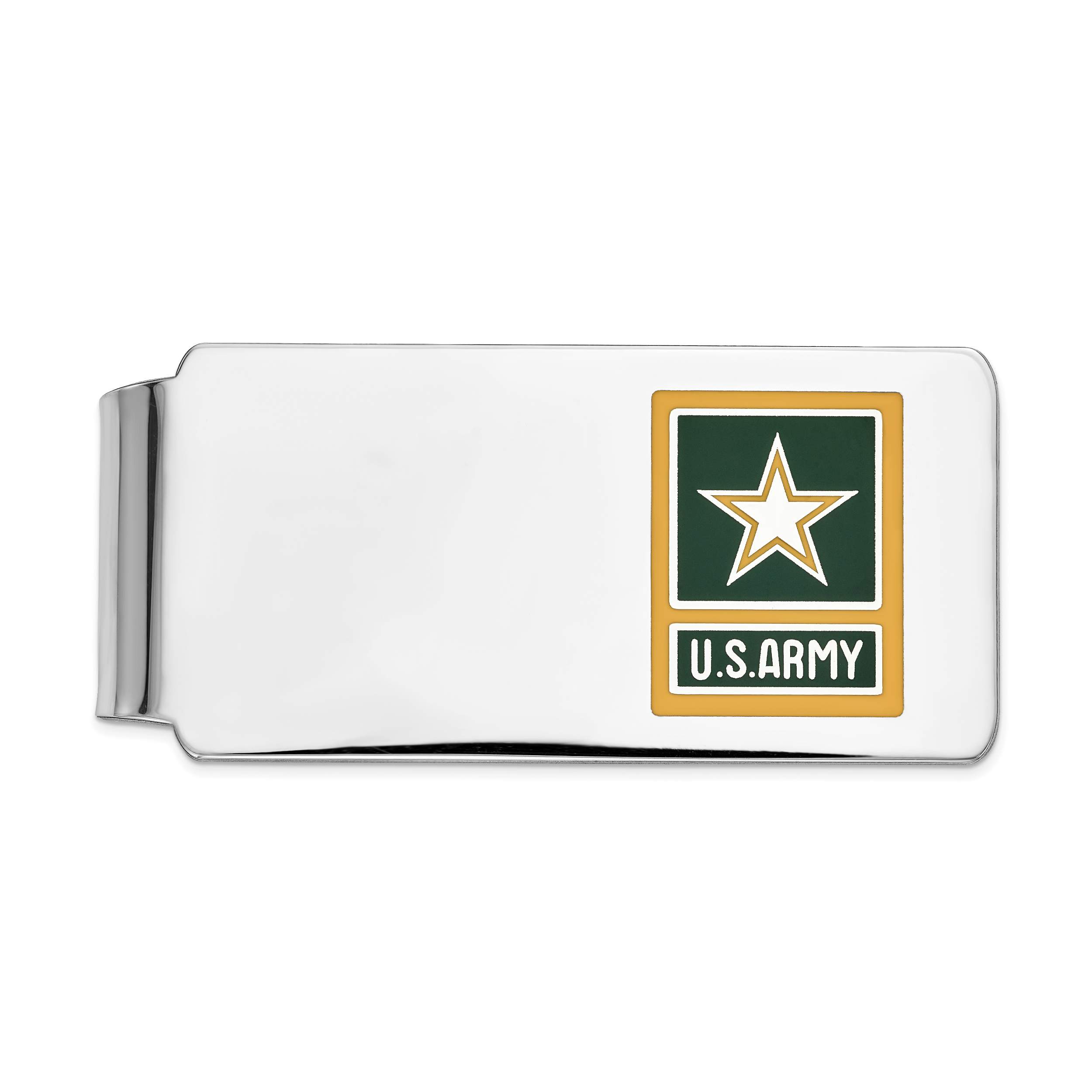 Sterling Silver Rhodium-plated Army Yellow Star Money Clip – Busy