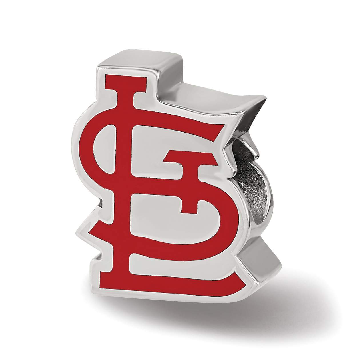 Rhodium Over Sterling Silver MLB LogoArt St. Louis Cardinals Enamel Earrings  - 1DDG9G