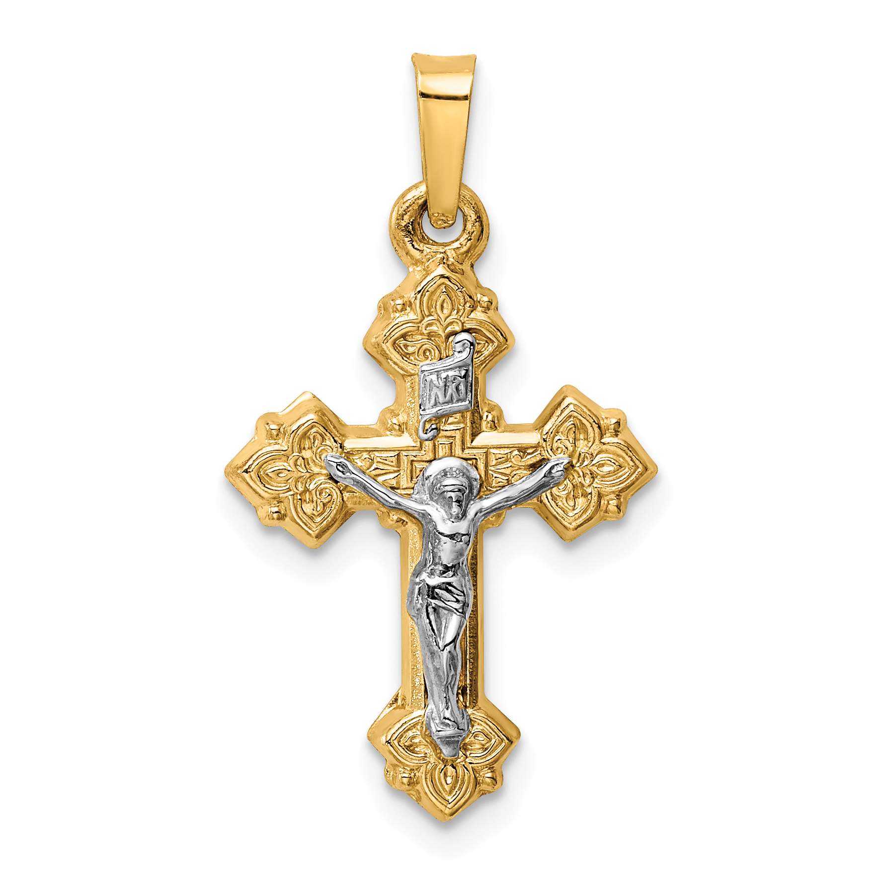 Quality Gold 14k Two-tone INRI Hollow Crucifix Pendant –, 51% OFF